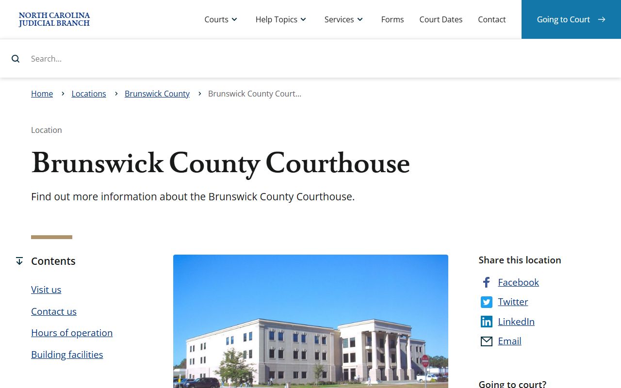 Brunswick County court dockets courthouse page