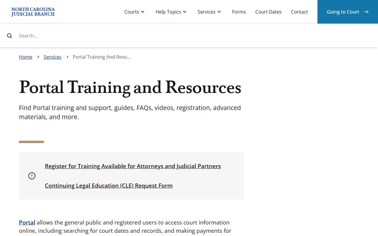 Brunswick County court records NC Portal training and resources