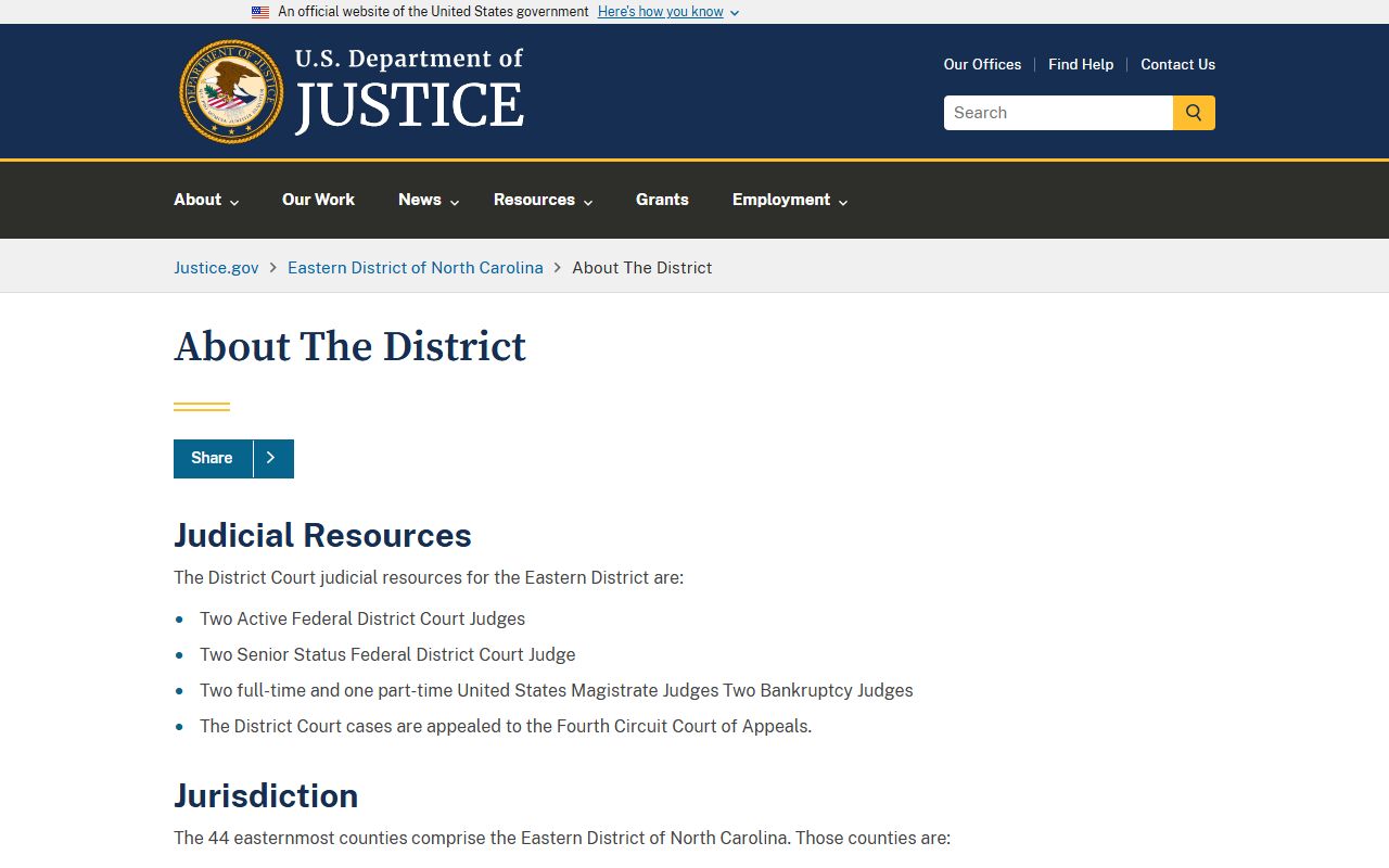 Brunswick County criminal court records DOJ Eastern District of North Carolina overview
