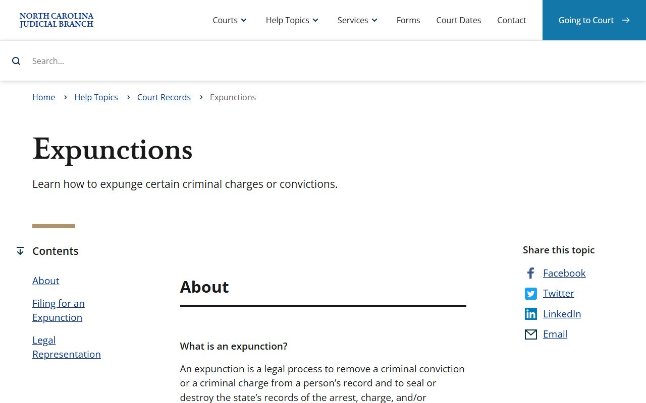 Brunswick County criminal court records North Carolina expunction help topic