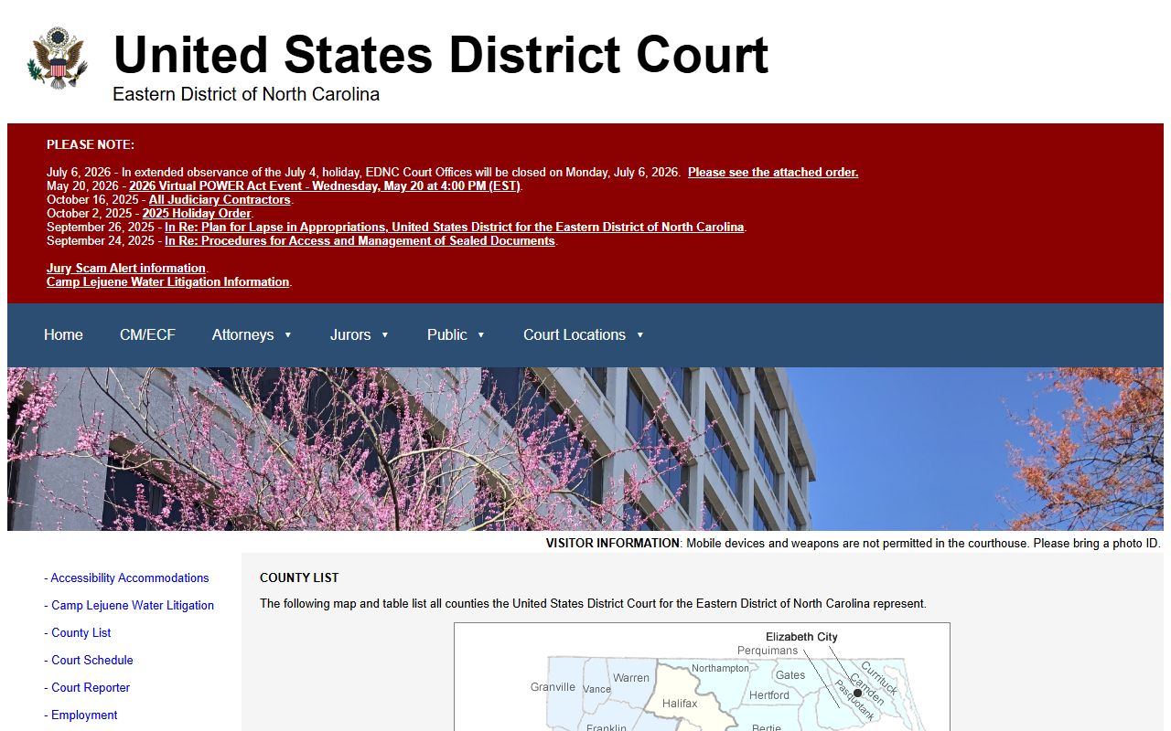 Brunswick County Superior Court Eastern District county list source