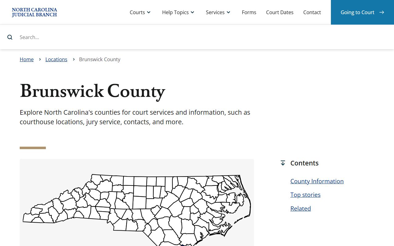 Brunswick County court records official court location page