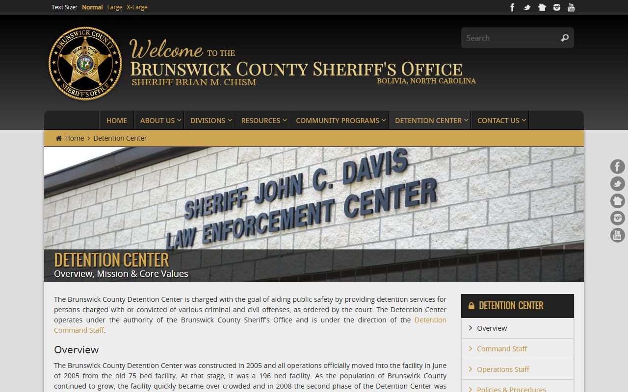 Brunswick County inmate records Detention Center source