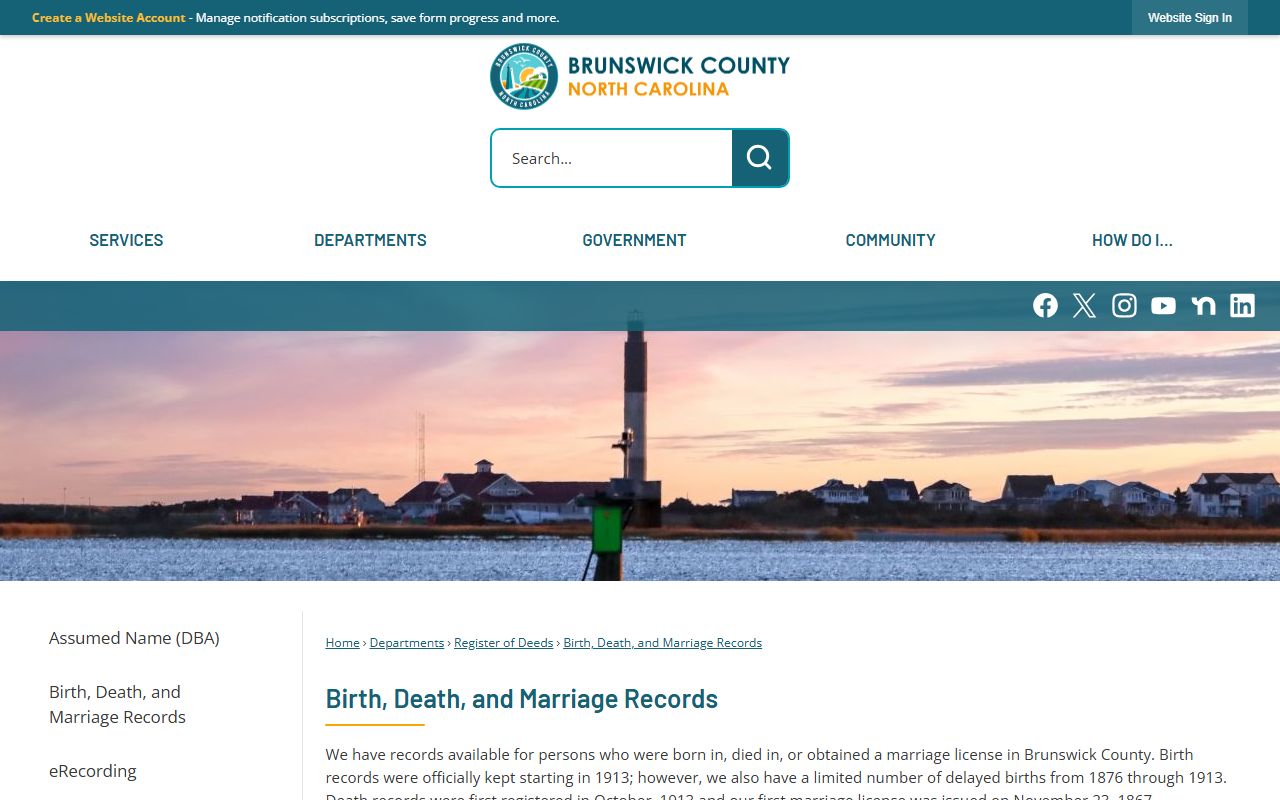 Brunswick County marriage records Register of Deeds certified copy information