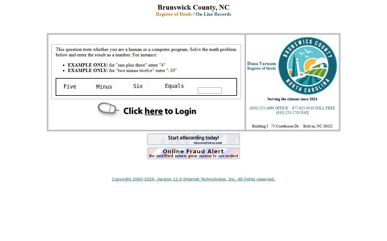 Brunswick County marriage records Register of Deeds online search
