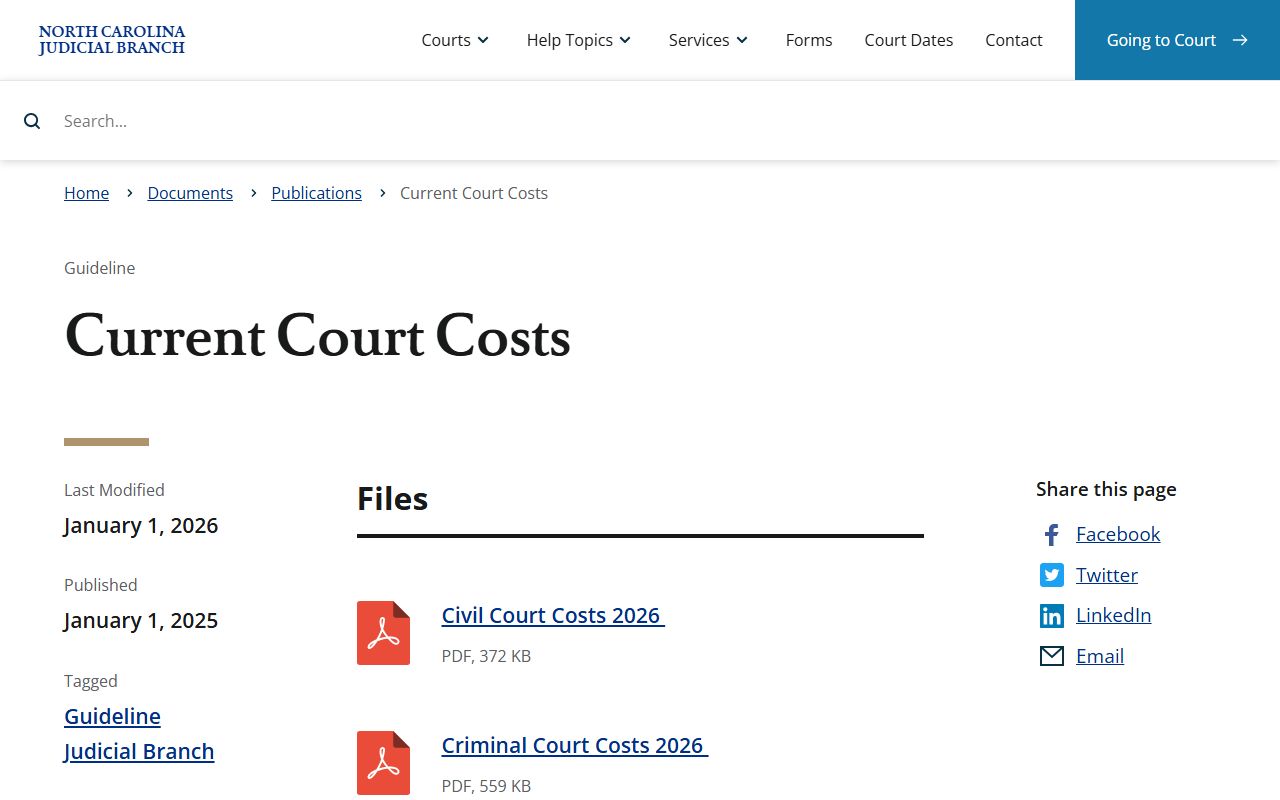 Brunswick County traffic court records current court costs source