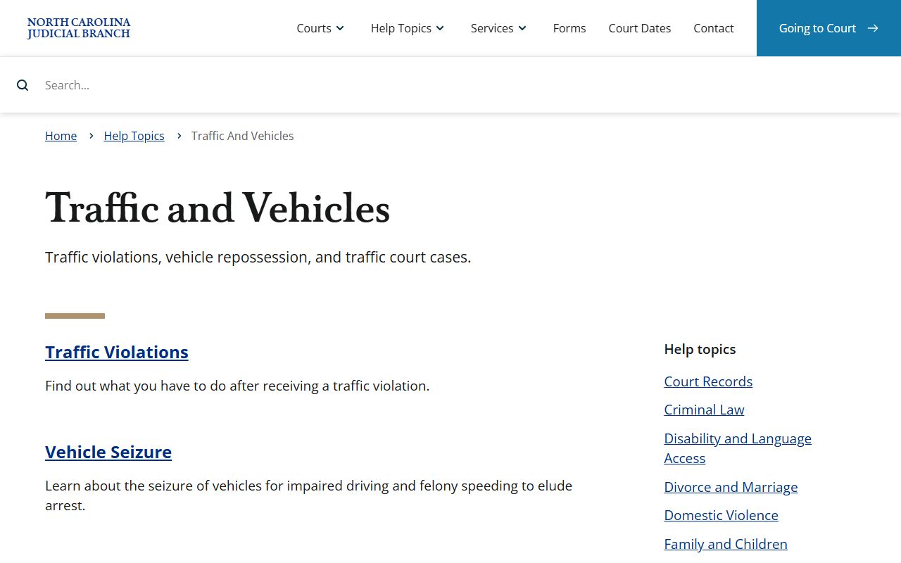 Brunswick County traffic court records NC traffic and vehicles guidance