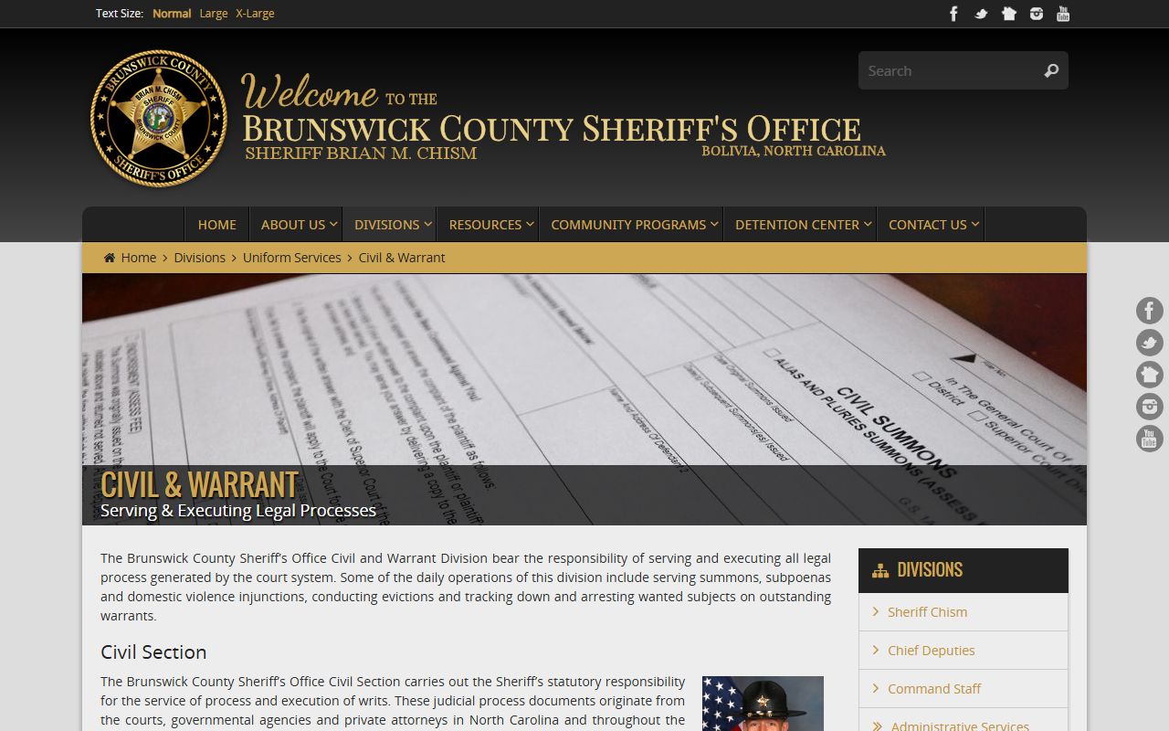 Brunswick County warrant search civil and warrant section source