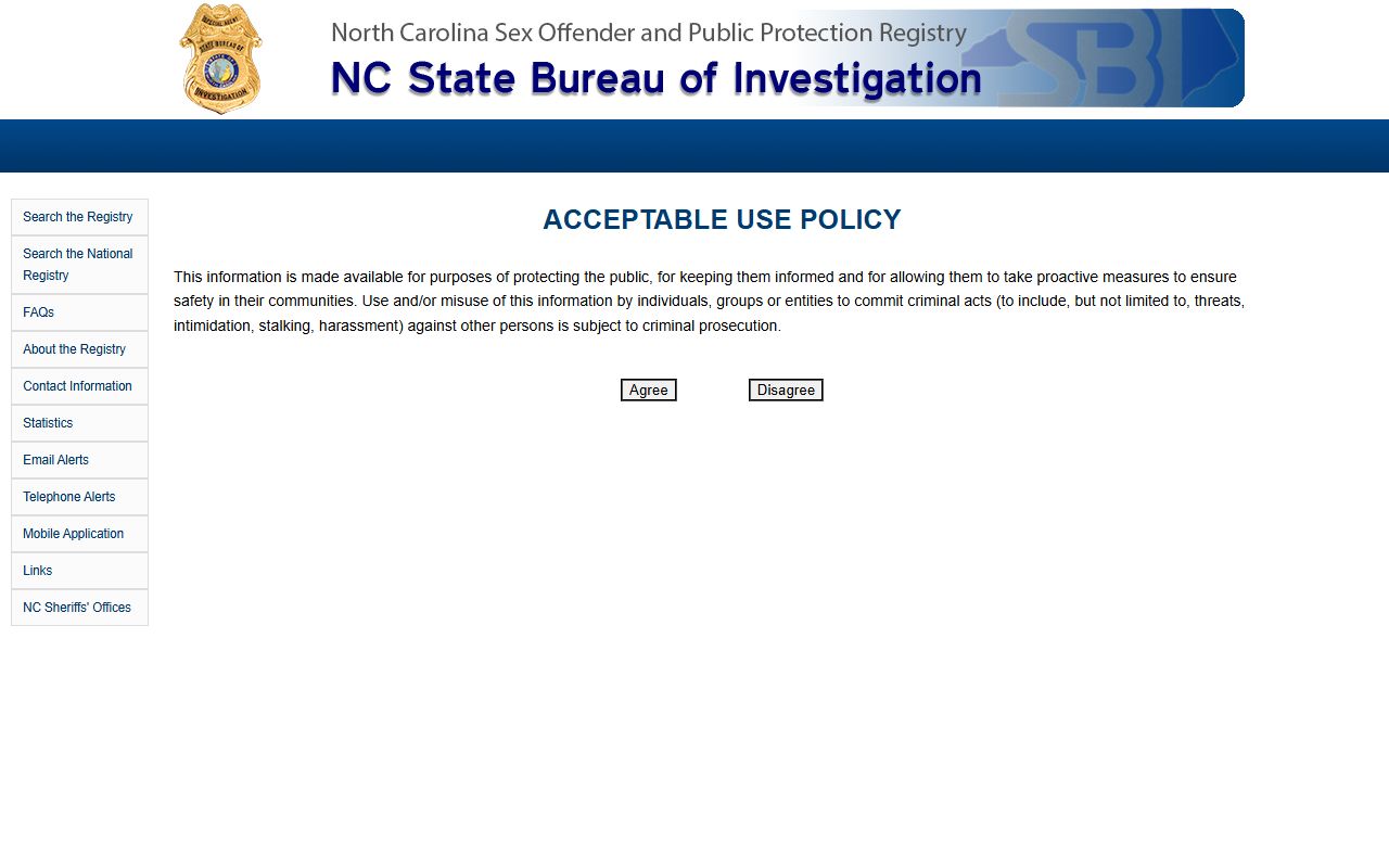Brunswick County warrant records NC SBI sex offender registry source